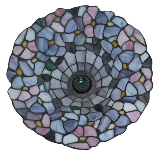 Tiffany-Style Stained Glass Lamp Shade –Pastel Floral Pattern, Purple & Pink - Picture 3 of 6
